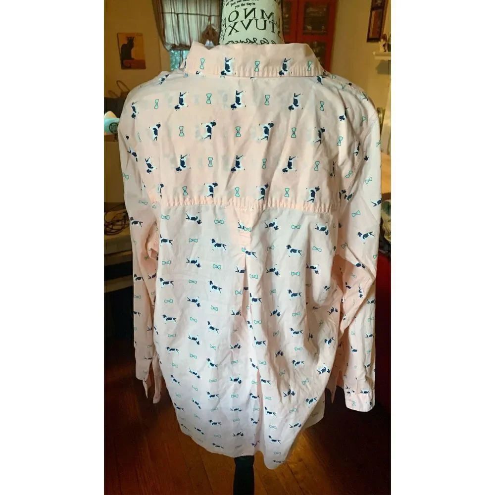 Red Camel Dog & Bow Button Up Shirt - Picture 2 of 8